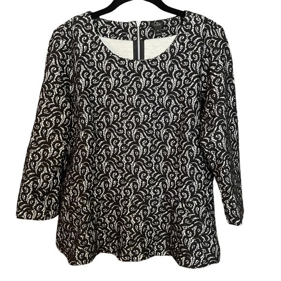 J. Crew Black and White Lace Blouse - Picture 5 of 9